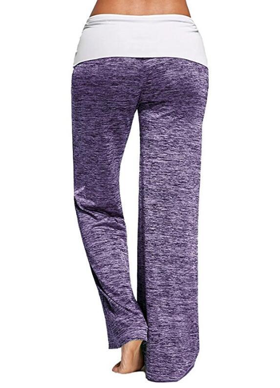 SZ60026-5 Women Foldover Heather Wide Leg Pants Loose Yoga Legging